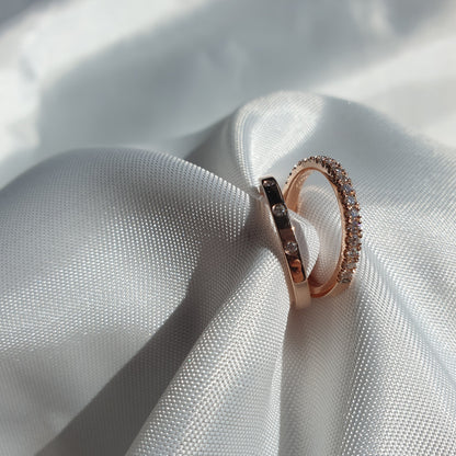 14K rose gold wedding band with 4 natural diamonds 