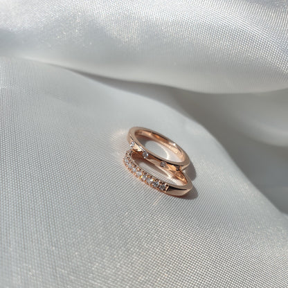 14K rose gold wedding band with 4 natural diamonds 