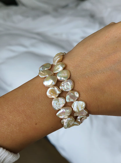 Goldish pink freshwater pearls necklace or bracelet