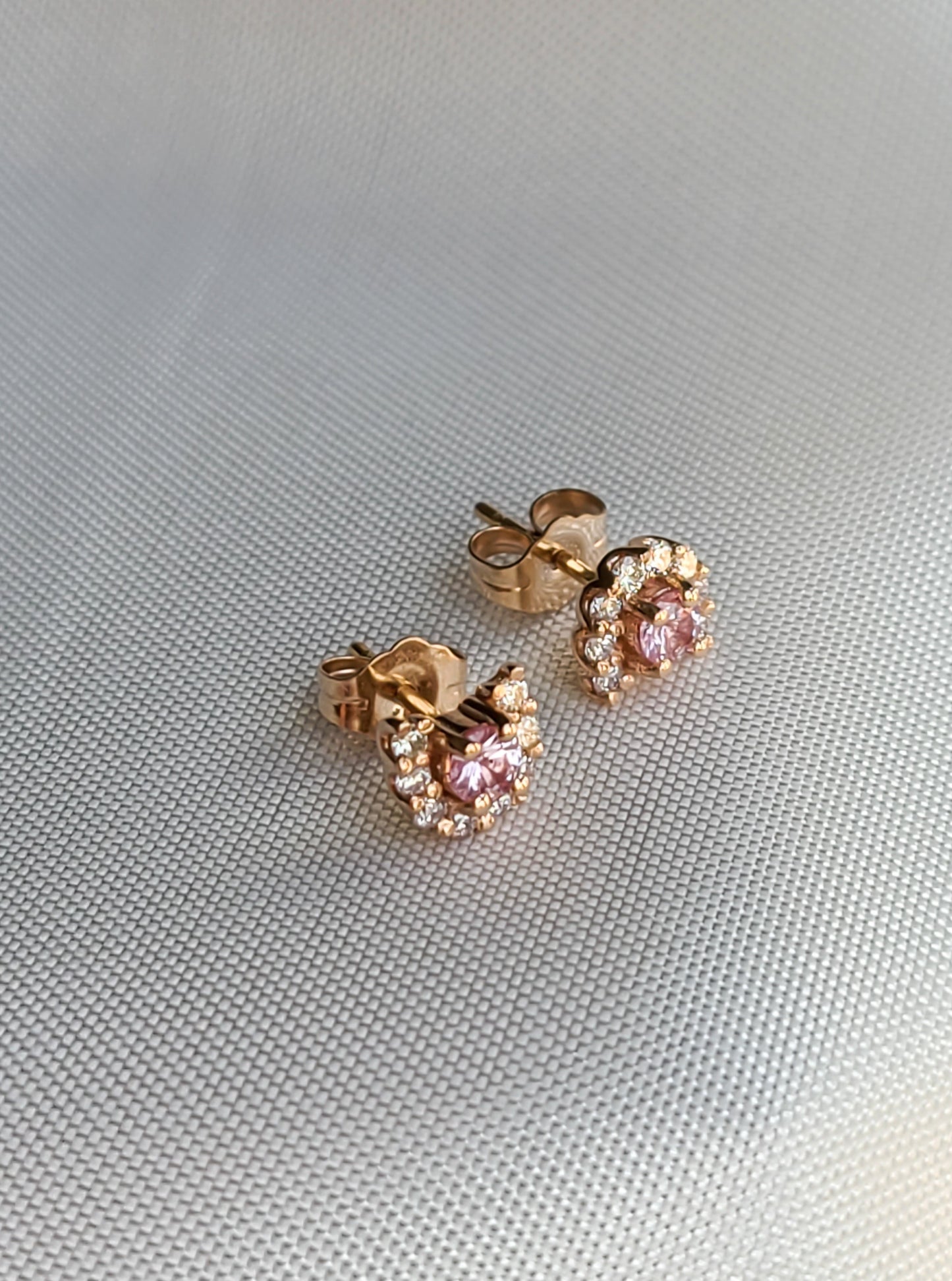 horse shoe shape earrings with natural pink sapphire and natural diamonds 