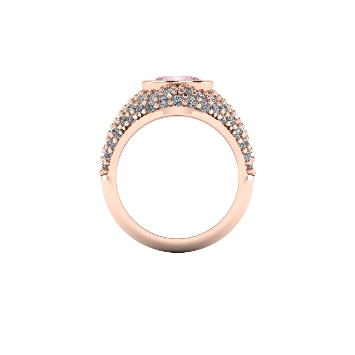 14K rose gold pinky ring with Small morganite heart and natural diamonds  