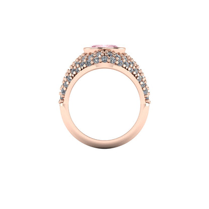 14K rose gold pinky ring with Small morganite heart and natural diamonds  