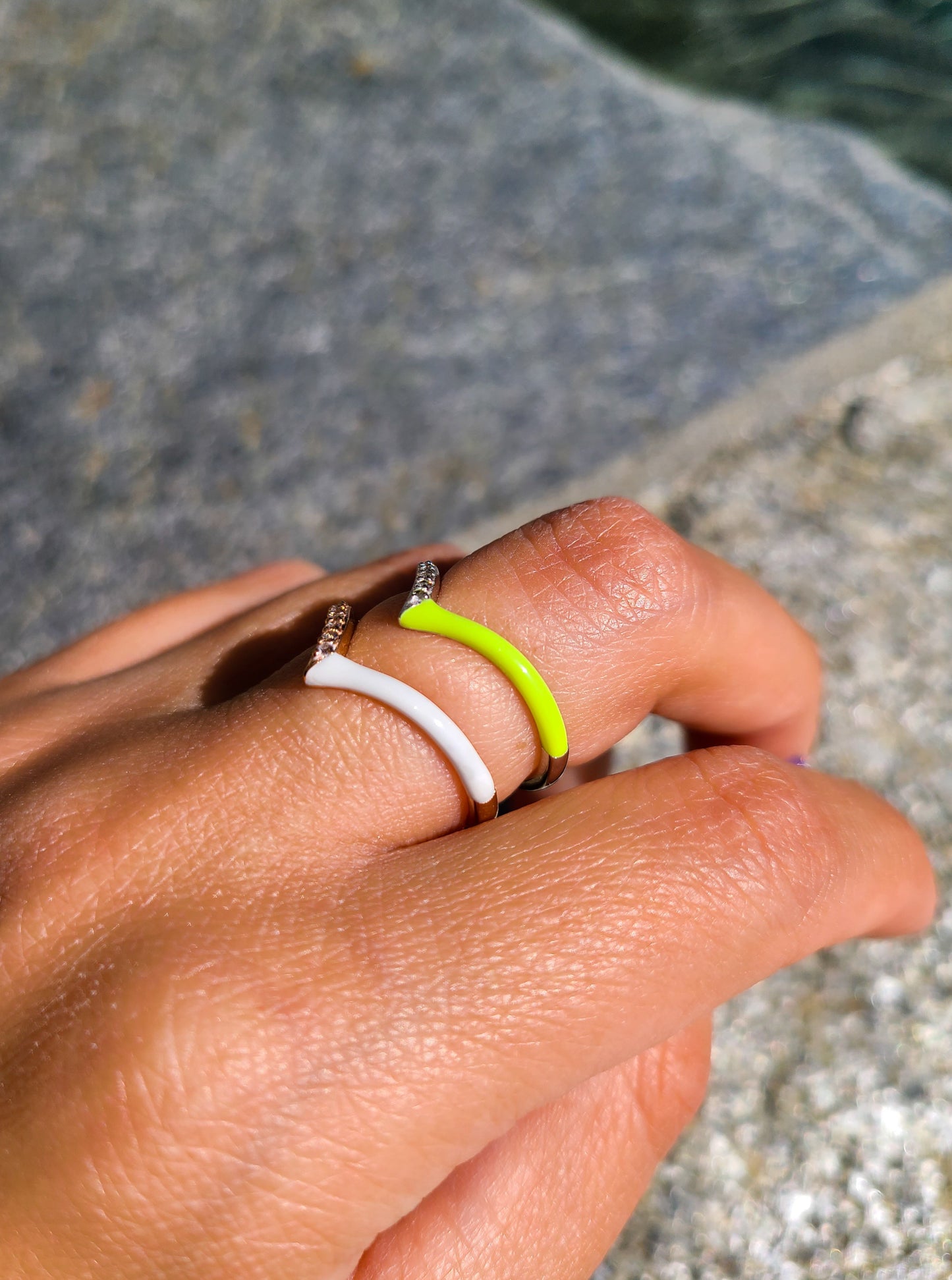 Neon Yellow V Ring